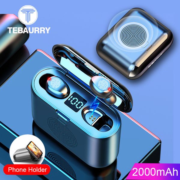 

2020 new wireless bluetooth earphone & speaker 2 in 1 hd stereo wireless headphones mini earbuds bass headset with 2000mah bin