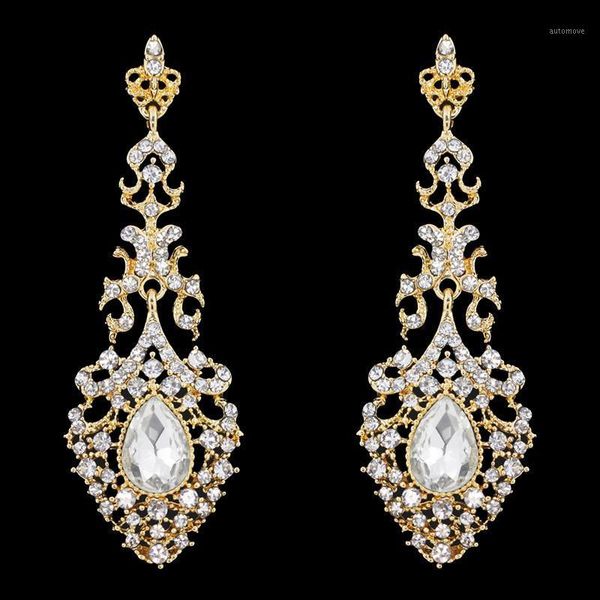 

flola big black earrings with stones filigree crystal black large earrings for women fashion jewelry oorbellen ersh641, Silver