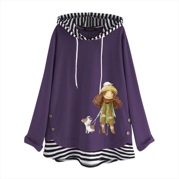 

плюс размер длинные фуфайки женщин с длинными рукавами хлопок белье o шеи печати блуза топ sudaderas mujer 2020 жулик capucha y2, Black