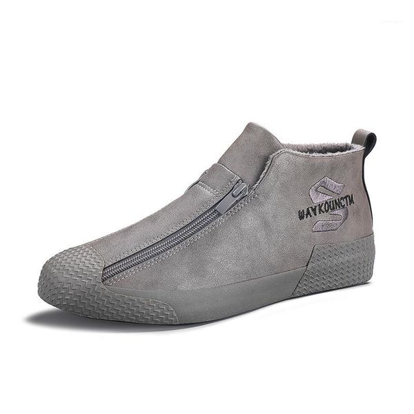 

new men's winter shoes warm snow boots leather with fur breathable high ankle shoes light sneakers1, Black