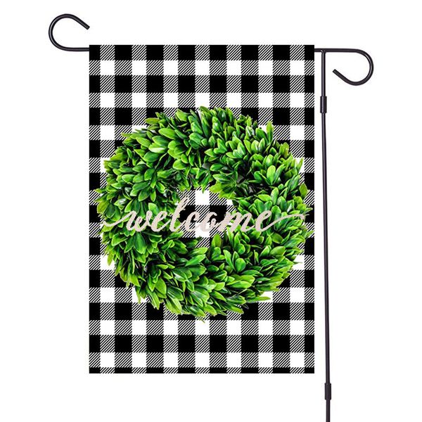 

merry christmas linen garden flags xmas garland plaid designers banners 47x32cm hanging banner flags party outdoor decoration d92506