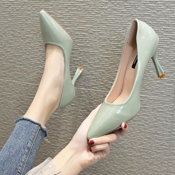 

single shoes female spring new pointed shallow mouth high heel stiletto wild professional work women's shoes w32-581, Black