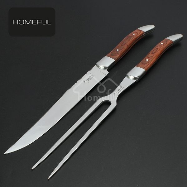 

laguiole carving knife set steak meat bbq knife and fork set with pakka wood and bolster handle 201113