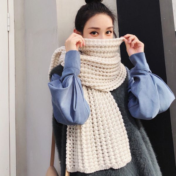 

scarf 2021 winter new wild retro elegant big shawl lady thick muffle tie-dye warm fashion accessoriesneckerchief, Blue;gray