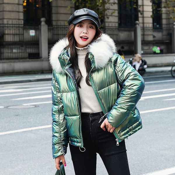 

women's down & parkas 2021 winter women's fashion hooded collar with big fur windbreaker short coat women thick warm jacket outwea, Black