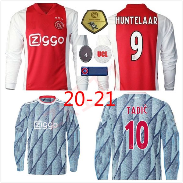 

2020 2021 длинных рукавов комплекта аякс дом футбол джерси прочь рубашка аякс 20 21 # 10 # 22 тадич ziyech мужчина футбольной формы, Black