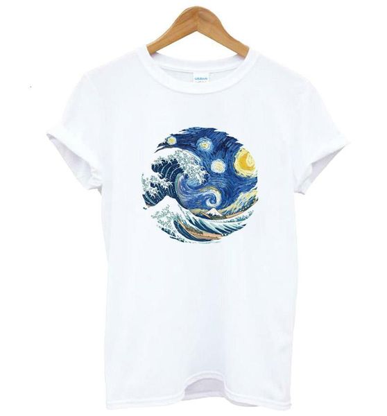 

wave ocean print women tshirt cotton casual funny t shirt lady yong girl tee better quality drop ship kt-37, White