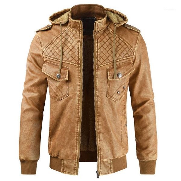 

men's fur & faux european motocycle jackets leather jacket for men velvet mens pu coats streetwear plus size high street overcoats male, Black