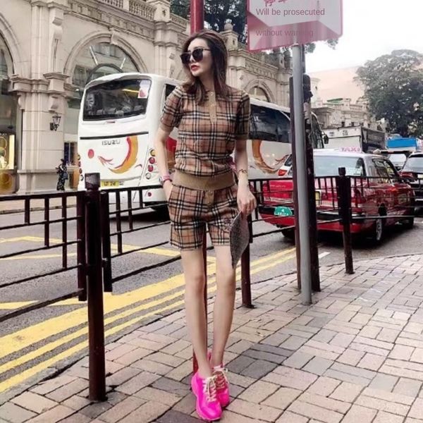 

oorxm fashion casual women's spring and two-piece classic plaid lapel sweatersweater sweater drawstring pants straight casual autumn, Gray