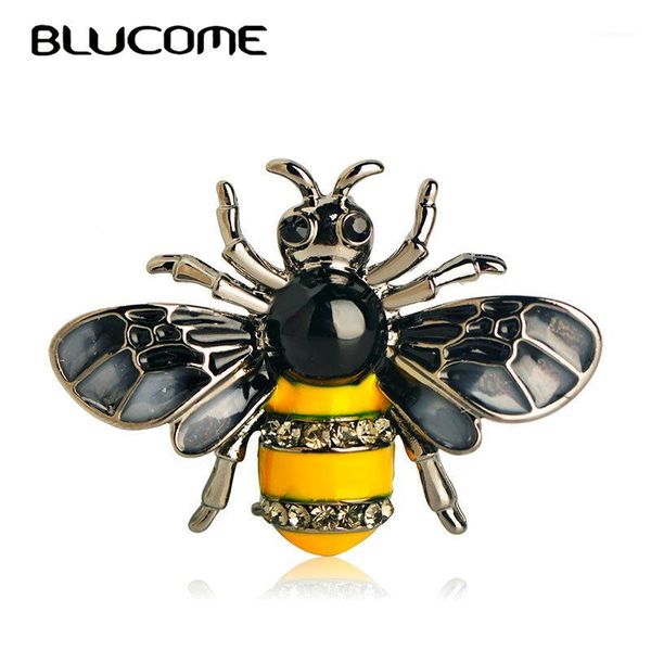 

blucome fashion small animals bees shape brooch pin crystal enamel jewelry women kids banquet party shirts collars corsage gifts1, Gray