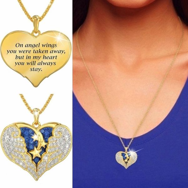 

hot 50pcs крыла ангела ожерелье леди сердце ожерелье ожерелья сплав ювелирные изделия подарок партии t500322