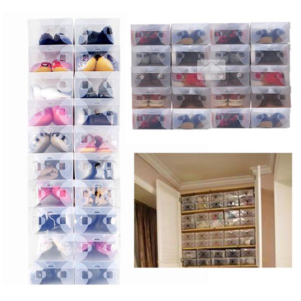 

20pcs clear foldable plastic shoe storage case boxes stackable organizer de zapatos shoe box plastic shoe box o bbymjg