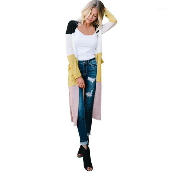 

women jacket womens new spring jacket women spring long sleeve casual open front patchwork cardigan coat #40%1, Black;brown