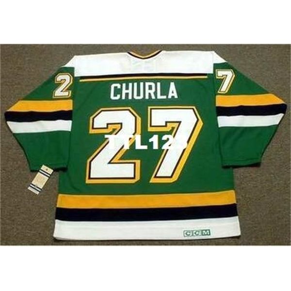 

421 #27 shane churla minnesota north stars 1989 ccm vintage hockey jersey or custom any name or number retro jersey, Black