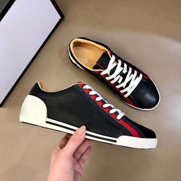 

new arrival men luxury designer leather casual white black ace sneakers fashion casual shoes embroidered flats size 38-45a