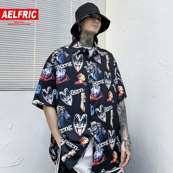 

aelfric hip hop dark devil printed mens shirts 2020 harajuku streetwear tees fashion casual cotton male loose short sleeve1, White;black