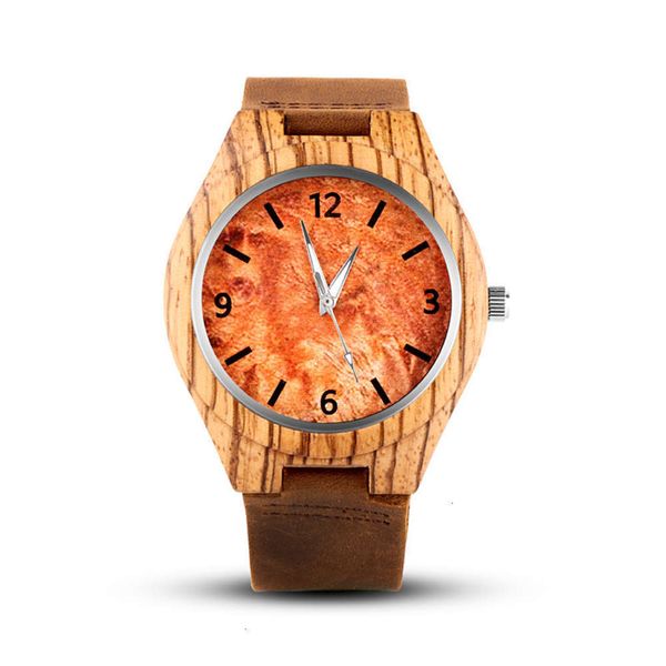

decorative new men's belt wooden watch 2021, Slivery;brown