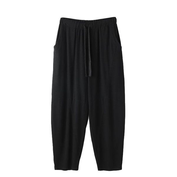 

spring summer plus size pants men 5xl 6xl 7xl 8xl waist 140cm cotton linen trousers men large size 5 colors, Black