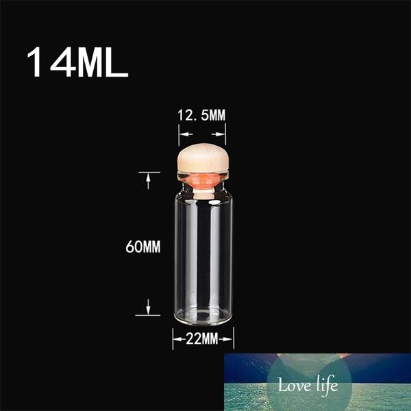 100 adet 22x60x12.5mm temizle şeffaf küçük cam şişeler yuvarlak kubbe mantarlar DIY 14 ml cam flakon mühürlü kavanozlar kapları