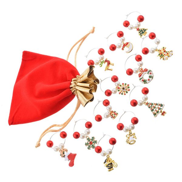 

christmas ornament prop decoration party 12pcs cup tag wine glass ring