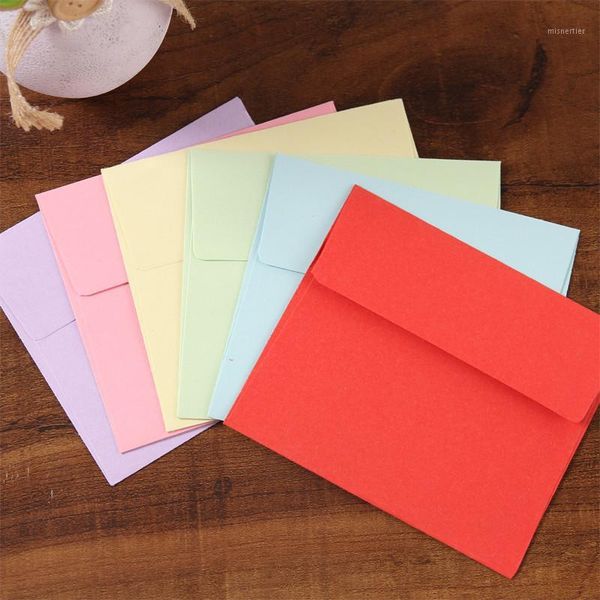 

gift wrap (10 pieces/lot) 9*10cm color small envelopes solid bank card membership candy-colored paper square envelope1
