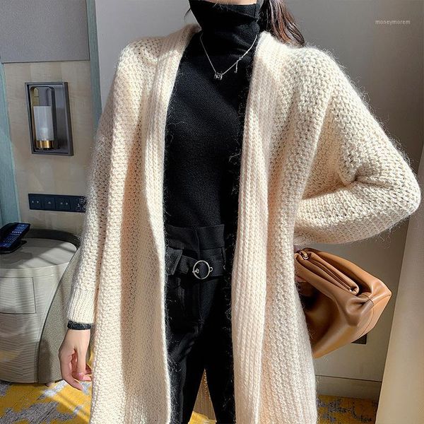 

women's knits & tees winter with bi for rotator cuff profile type coarse needle long cardigan1, White