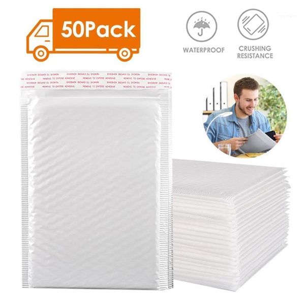 

storage bags 50pcs outer size 13 x 18cm pink poly bubble mailer self seal padded envelopes usable white lined poly1