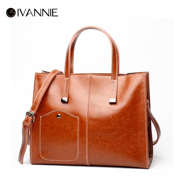 

ivannie brand genuine leather women shoulder bag real cow leather handbag famous design crossbody bag casual tote handle