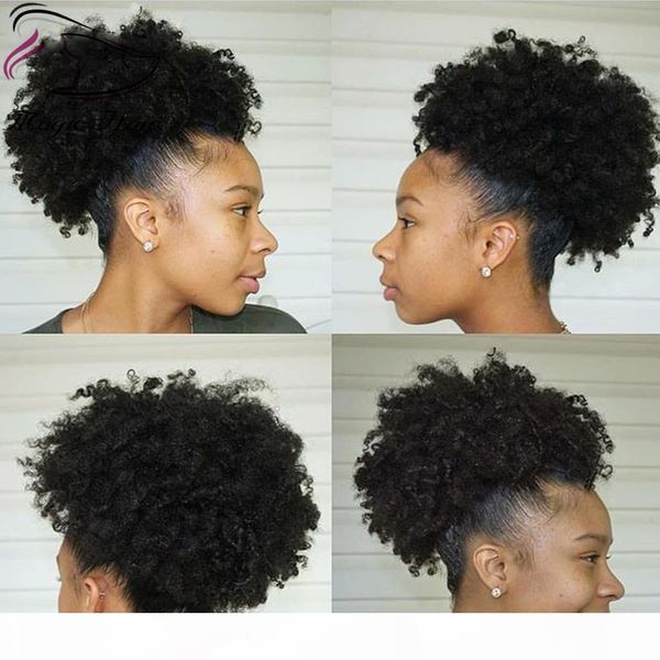 

evermagic afro kinky curly ponytail for women natural black 120g remy hair one piece clip in 100% peruvian human hair