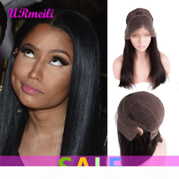 

human hair wigs for black women full end 10a brazilian straight unprocessed virgin hair straight lace front wig with baby hair 150% density, Black;brown