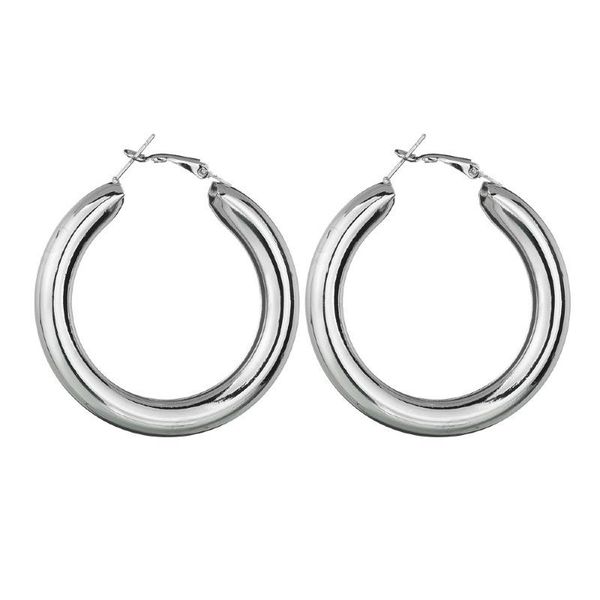 

hoop & huggie fashion, fashion and exaggeration personality thick tube round earrings for women, Golden;silver