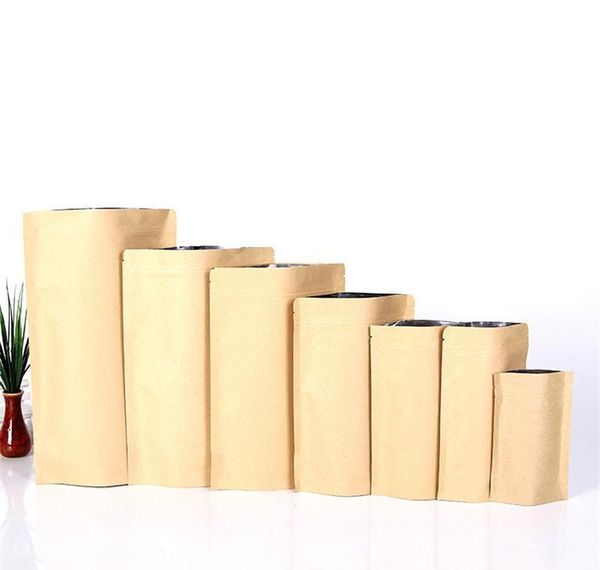 

paper grade 1000pcs zip seal lock kraft food resealable brown pouch,stand bag zipper aluminium kraft aluminizing wholesale grip up fo wmtrd