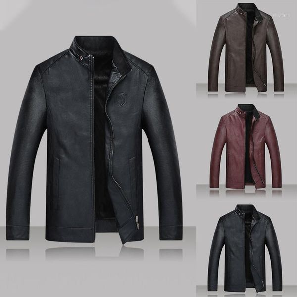 

brand men casual male slim men's winter thickened thermal fleece fashion turn-collar leather down sleeve formal dress1, Black;brown