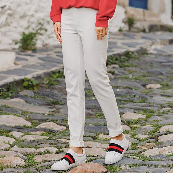 

inman spring autumn clothes jeans woman fashion solid color women long pants lj201006, Black