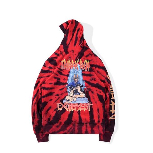 

2021fwss hoodies men women hiphip streetwear red tie-dye hooded sweatshirts men pullovers, Black