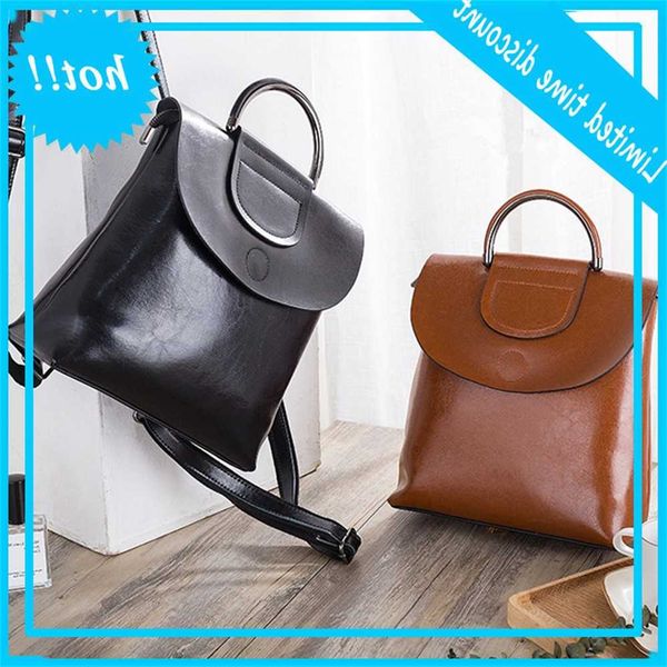 

2020 new korean backpack fashion women's cow leather bag