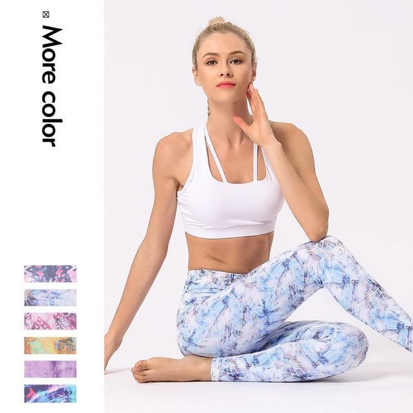 

yoga outfits women's quick-drying high-elastic digital sports pants printing fitness running breathable hips floral leggings colorvalue, White;red
