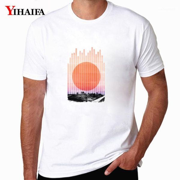 

men's t-shirts casual men t-shirt sunrise graphics tees short sleeve mens summer t shirts white undershirt1, White;black