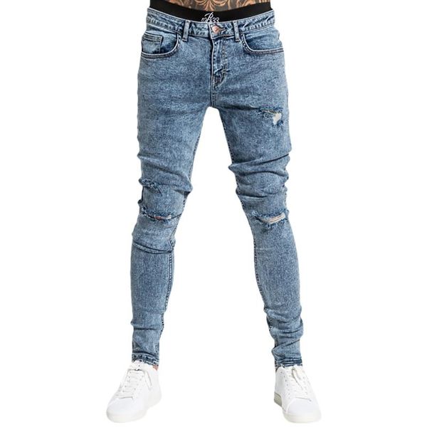 

men's jeans blue men clothting hole sknny denim pants casual pencil trousers male
