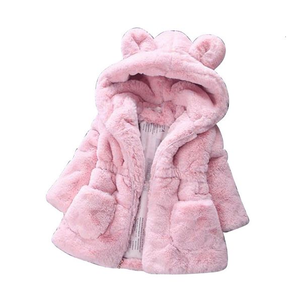 

winter rabbit's ears little girl jackets fur coats for kids