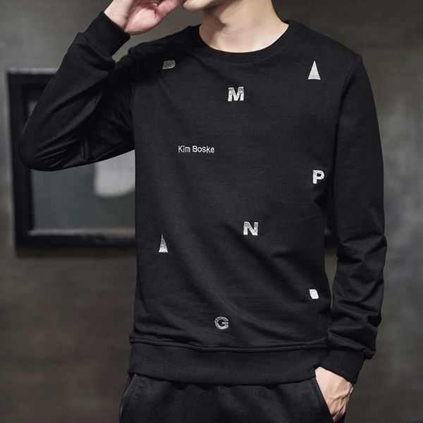 

new thin sweater autumn men's 2020 round neck pullover sports casual loose fashion coat, Gray