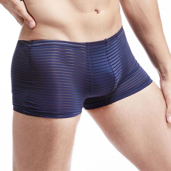 

cool summer man's thin boxer seamless light boxershorts translucent men plus size ice silk pants1, Black;white