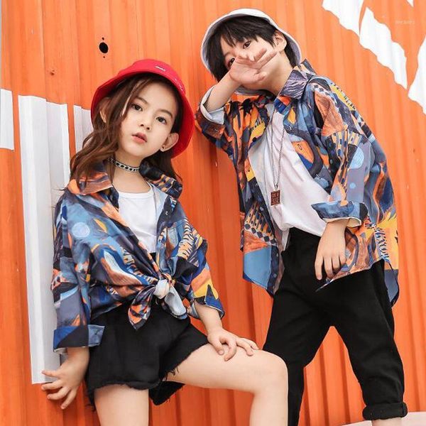 

kids hip hop printing clothing for girls boys sweatshirt jogger pants jazz dance costumes set ballroom dancing clothes outfits1, Black;red