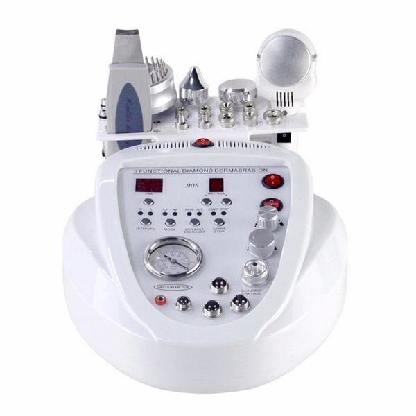 

multi-functional beauty equipment 5 in1 diamond peeling dermabrasion skin scrubber microcurrent face lift machine facial care salon equipmen, Black;white