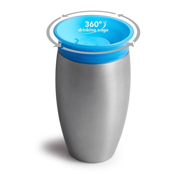 

12oz leakproof training cups with lid stainless steel trainer cup miracle 360 degree sippy silicone learning drinking water bottles fwf2378