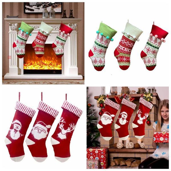 

stocking knitted jacquard stockings decoration xmas tree santa hanging gift socks christmas decorations dwd807