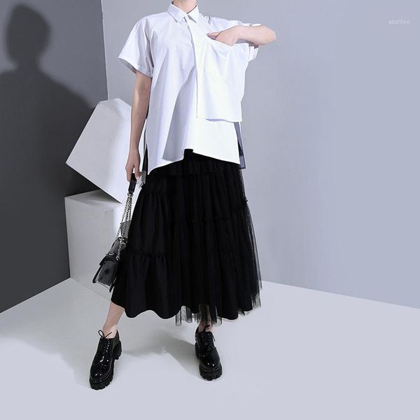 

women's blouses & shirts women's 2021 summer wild women irregular short-sleeved shirt women1, White