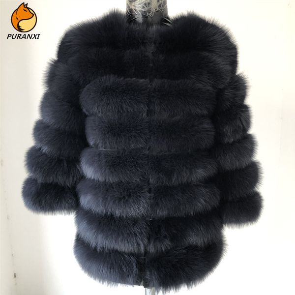 

real natural vest women fox coat new luxury female jacket warm thick long winter fur waistcoat gilet genuine 201103, Black