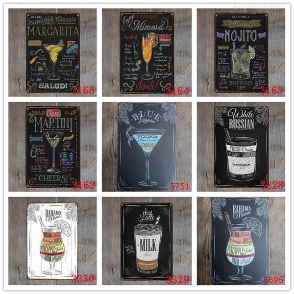 

bar signboard open summer beer retro metal tin signs mojito martini cuba libre cocktail plaque pub bar art wall decor