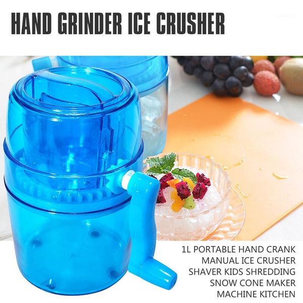

1l portable hand crank manual ice crusher shaver kids shredding snow cone maker machine kitchen1